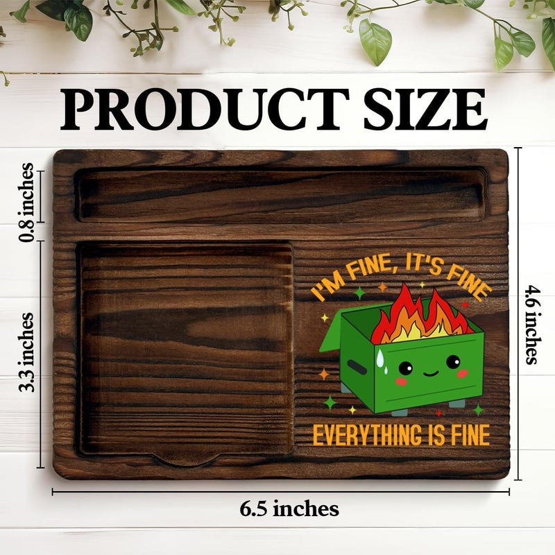 QODMGD Dumpster Fire Sticky Note Holder Funny Office Gifts for Boss Coworkers Employees, I'm Fine Everything is Fine Dumpster Fire Cute Post It Note Dispenser for Office Cubicle Desk Decor (Green) - Image 2